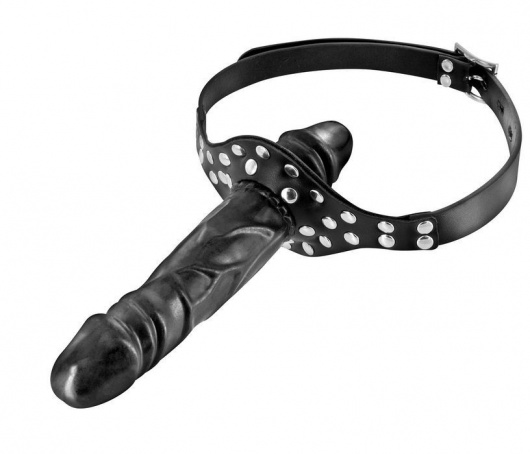 Черный кляп-фаллоимитатор Double Penis Gag - Fetish Tentation - купить с доставкой в Петрозаводске