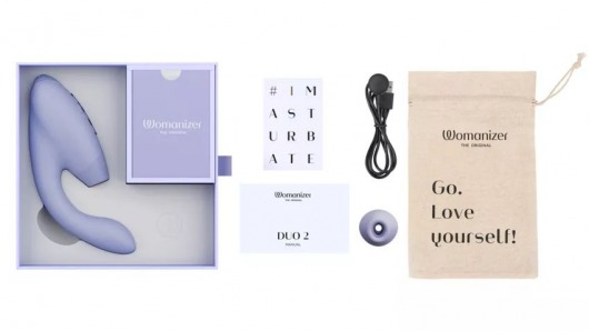 Сиреневый вибратор Womanizer Duo 2 с бесконтактной клиторальной стимуляцией - Womanizer