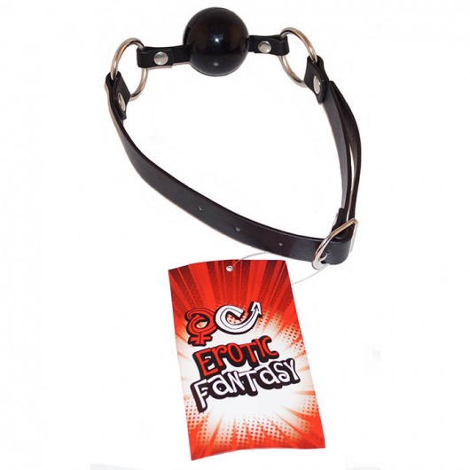 Силиконовый черный кляп-шарик на ремне Black Ballgag - Erotic Fantasy - купить с доставкой в Петрозаводске