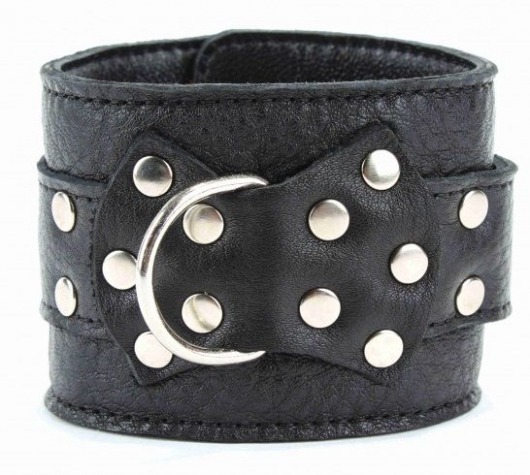 Чёрные наручники  из кожи с пряжкой - БДСМ Арсенал - купить с доставкой в Петрозаводске