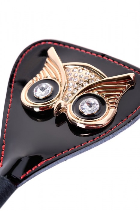 Чёрный стек с совой на кожаном наконечнике - 24 см. - ToyFa - купить с доставкой в Петрозаводске