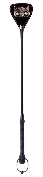 Чёрный стек с совой на кожаном наконечнике - 24 см. - ToyFa - купить с доставкой в Петрозаводске