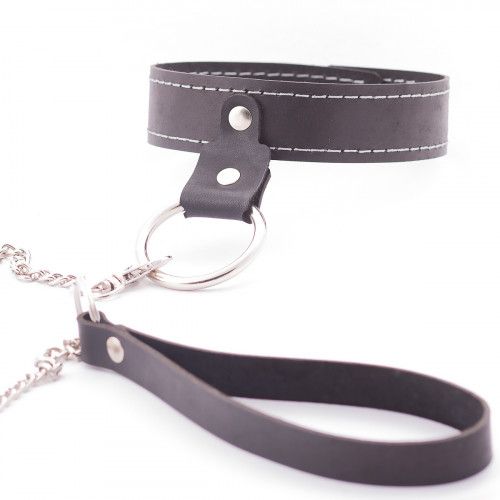 Узкий однослойный ошейник с поводком - Crazy Handmade - купить с доставкой в Петрозаводске