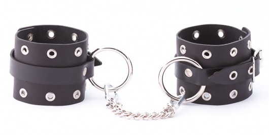 Черные кожаные оковы с люверсами - Crazy Handmade - купить с доставкой в Петрозаводске