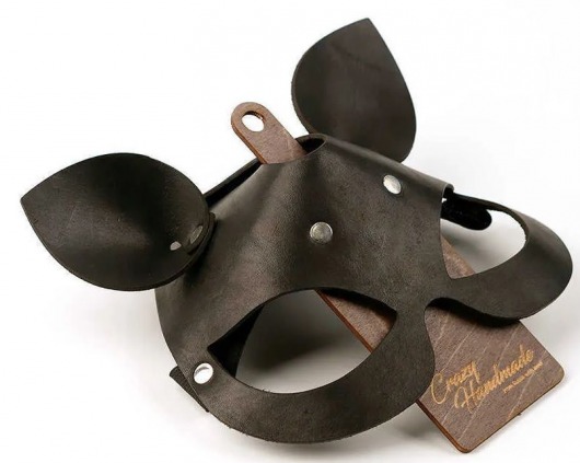 Черная кожаная маска  Кошка  с маленькими ушками - Crazy Handmade - купить с доставкой в Петрозаводске