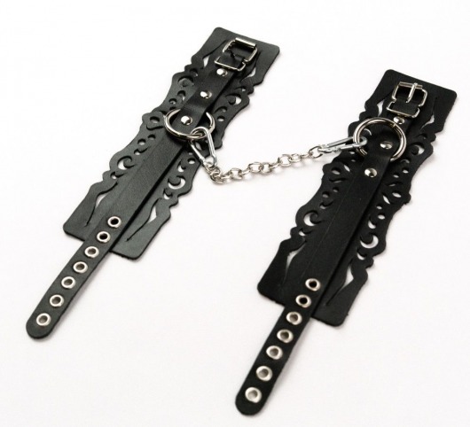 Узорчатые кожаные оковы с регулируемыми ремешками - Crazy Handmade - купить с доставкой в Петрозаводске