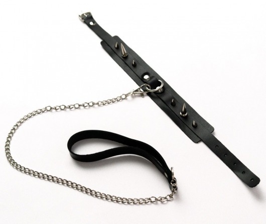 Черный ошейник с шипами и поводком - Crazy Handmade - купить с доставкой в Петрозаводске