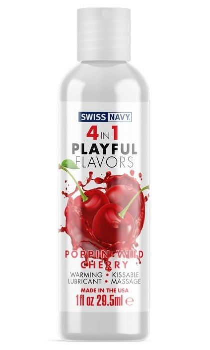 Массажный гель 4-в-1 Poppin Wild Cherry с ароматом вишни - 29,5 мл. - Swiss navy - купить с доставкой в Петрозаводске
