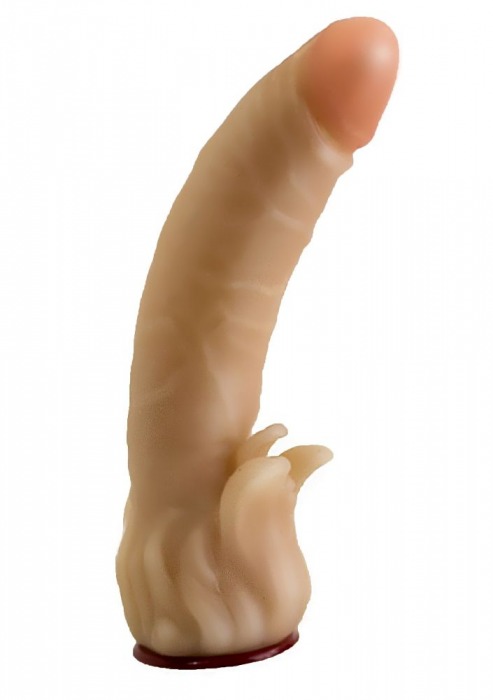 Телесная гелевая насадка-фаллос с клиторальными лепестками - 18,5 см. - LOVETOY (А-Полимер) - купить с доставкой в Петрозаводске