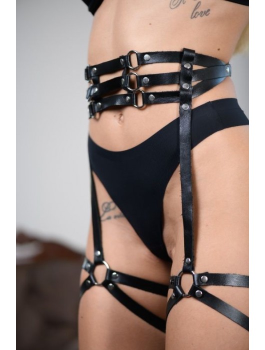 Кожаные гартеры на поясе Esteria - БДСМ Арсенал - купить с доставкой в Петрозаводске
