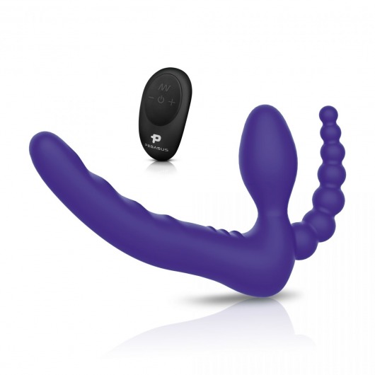 Фиолетовый безремневой страпон с пультом ДУ 7’’ Remote Control Strapless - 24 см. - Pegasus - купить с доставкой в Петрозаводске