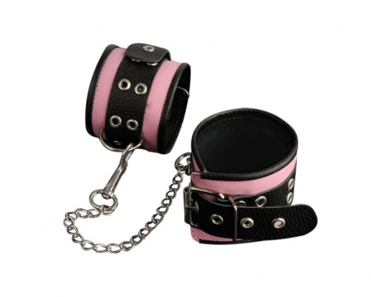 Кожаные розовые оковы с черным широким ремешком - Sitabella - купить с доставкой в Петрозаводске