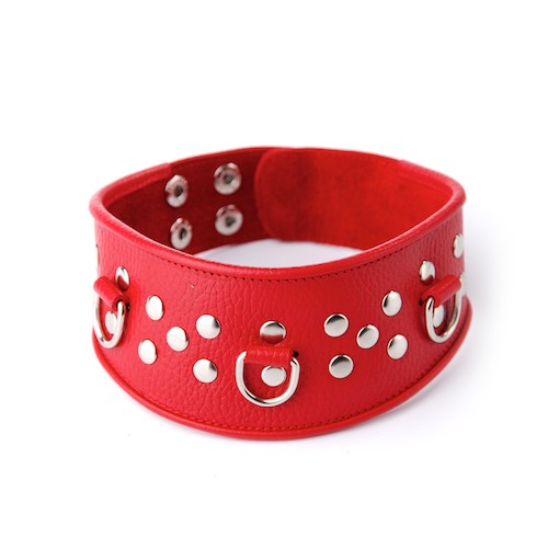 Кожаный красный ошейник с велюровой подкладкой - Sitabella - купить с доставкой в Петрозаводске