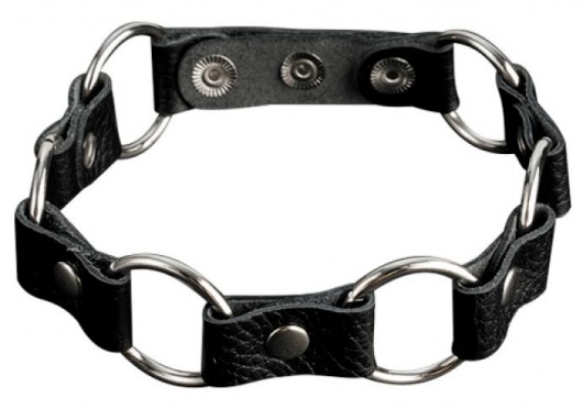 Кожаный черный ошейник с кольцами - Sitabella - купить с доставкой в Петрозаводске