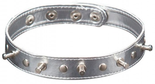 Серебристый ошейник с шипами - Sitabella - купить с доставкой в Петрозаводске