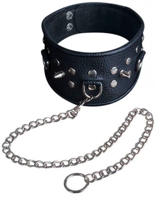 Чёрный ошейник из кожи - Sitabella - купить с доставкой в Петрозаводске