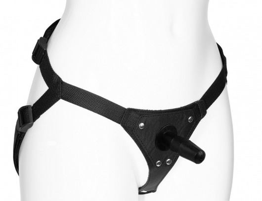 Черный женский пояс-трусики с плугом - LOVETOY (А-Полимер) - купить с доставкой в Петрозаводске