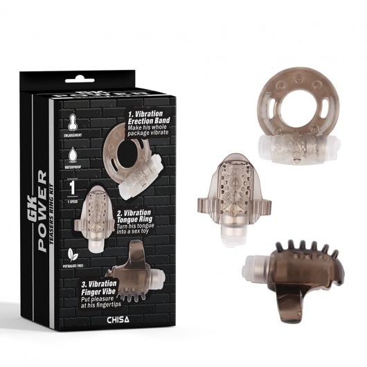 Набор из 3 дымчатых эрекционных колец с вибрацией Teasers Ring Kit - Chisa - в Петрозаводске купить с доставкой