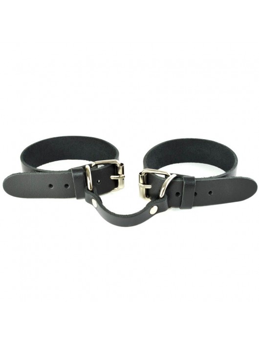 Черные кожаные наручники со съемной ярко-розовой опушкой - Sitabella - купить с доставкой в Петрозаводске