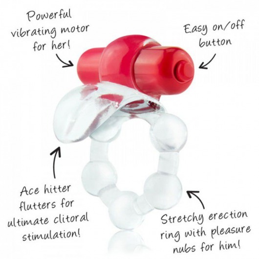 Виброкольцо с язычком и красным виброэлементом Overtime - Screaming O - в Петрозаводске купить с доставкой