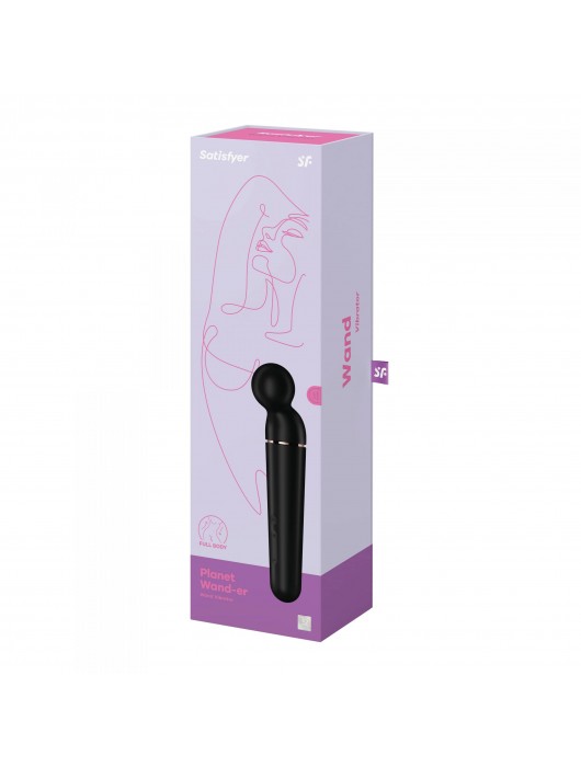 Черный вибромассажер Planet Wand-er - Satisfyer