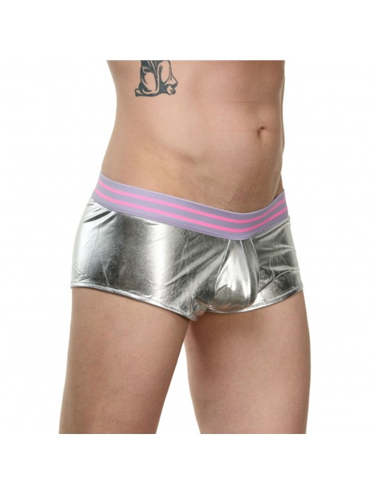 Мужские серебристые трусы-боксеры с широкой резинкой в полоску - La Blinque купить с доставкой