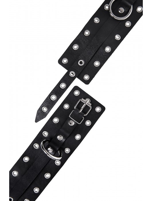 Черные кожаные однослойные оковы с люверсами - Pecado - купить с доставкой в Петрозаводске