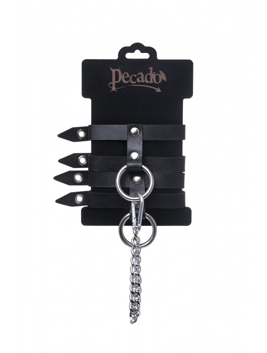 Черные однослойные кожаные оковы из двух ремешков - Pecado - купить с доставкой в Петрозаводске