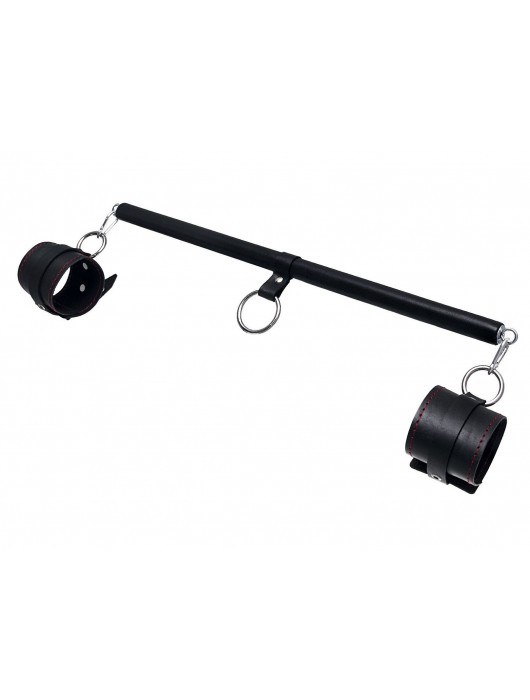 Черная распорка для ног с кожаными манжетами - Pecado - купить с доставкой в Петрозаводске