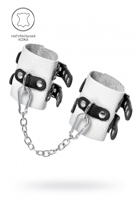 Бело-черные наручники с двумя ремешками и люверсами - Pecado - купить с доставкой в Петрозаводске