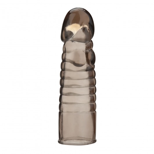 Дымчатая насадка-удлинитель Ribbed Realistic Penis Enhancing Sleeve Extension - 15,2 см. - BlueLine - в Петрозаводске купить с доставкой