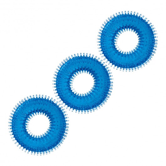 Комплект из трех голубых колец для эрекции 3-Pack Ultra-Stim Stretch Cock Rings - BlueLine - в Петрозаводске купить с доставкой