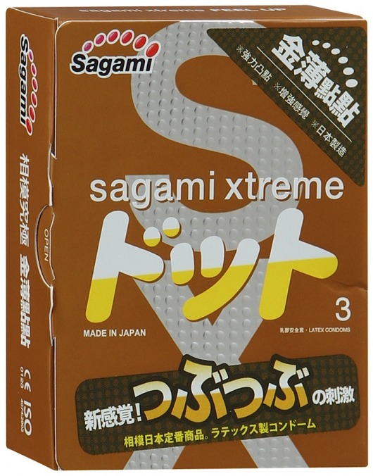Презервативы Sagami Xtreme FEEL UP с точечной текстурой и линиями прилегания - 3 шт. - Sagami - купить с доставкой в Петрозаводске