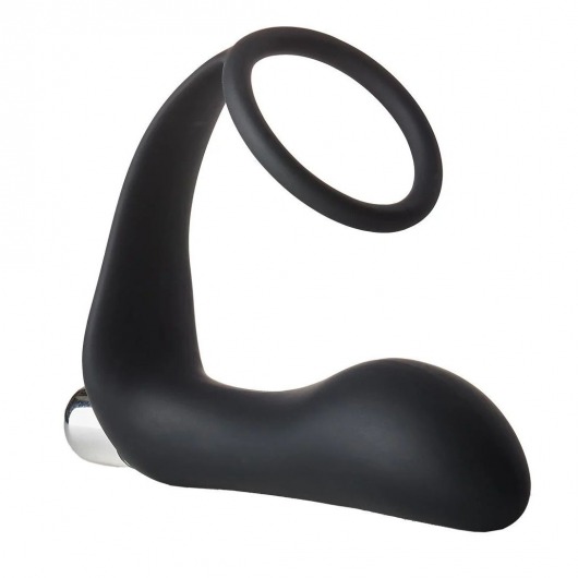 Черное эрекционное кольцо с вибропробкой Vibrating Anal Plug With Cockring - Dream Toys - в Петрозаводске купить с доставкой