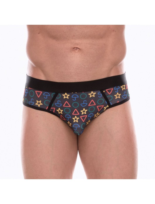 Темно-серые мужские трусы-джоки с принтом в виде цветных значков - Don Moris купить с доставкой