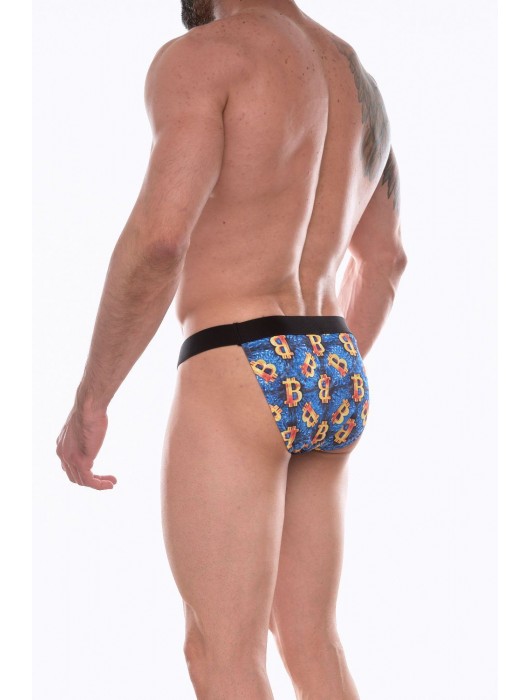 Синие мужские трусы-танга с разноцветным принтом - Don Moris купить с доставкой