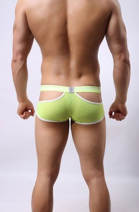 Салатовые мужские трусы-хипсы Cockon X Lace Boxer с вырезами - Cockcon купить с доставкой
