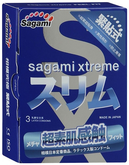 Розовые презервативы Sagami Xtreme FEEL FIT 3D - 3 шт. - Sagami - купить с доставкой в Петрозаводске
