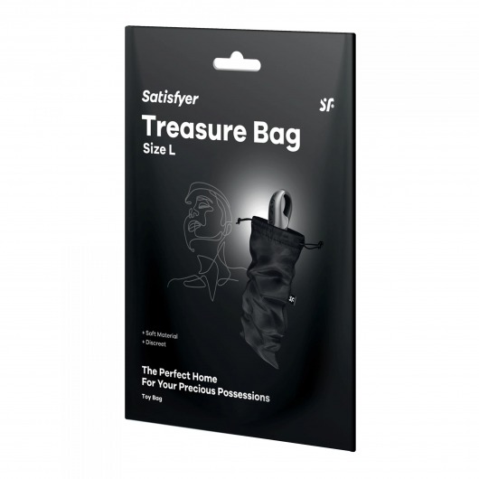 Черный мешочек для хранения игрушек Treasure Bag L - Satisfyer - купить с доставкой в Петрозаводске
