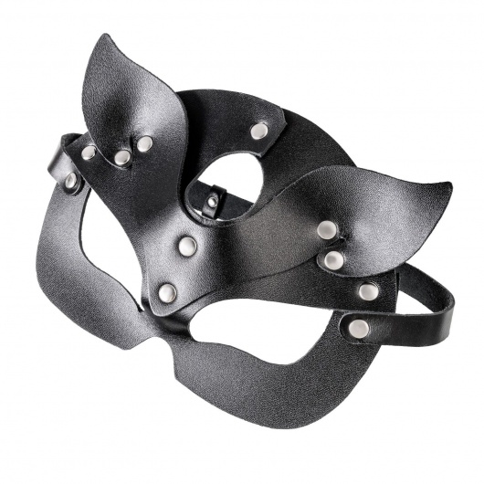 Черная кожаная рельефная маска кошки - Pecado - купить с доставкой в Петрозаводске