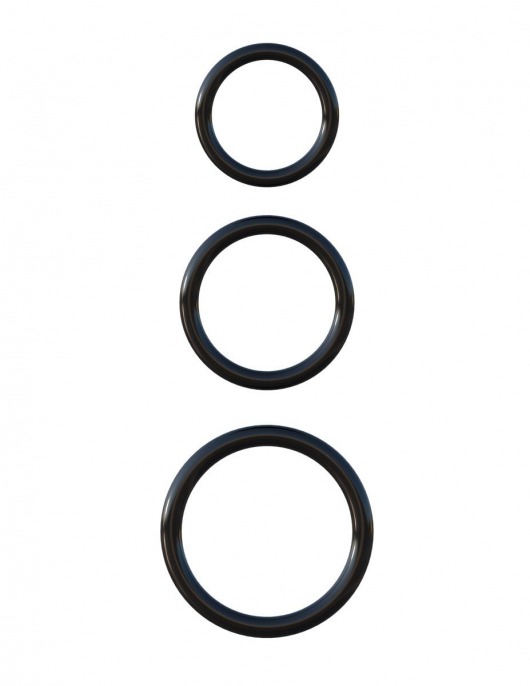 Набор из трех черных эрекционных колец Silicone 3-Ring Stamina Set - Pipedream - в Петрозаводске купить с доставкой