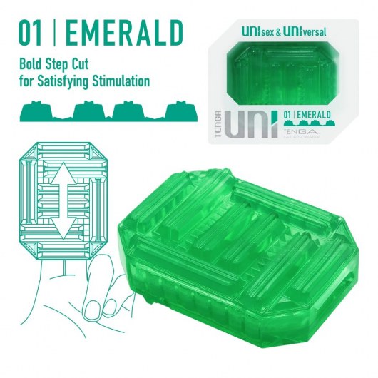 Зеленый мастурбатор-стимулятор Tenga Uni Emerald - Tenga - в Петрозаводске купить с доставкой