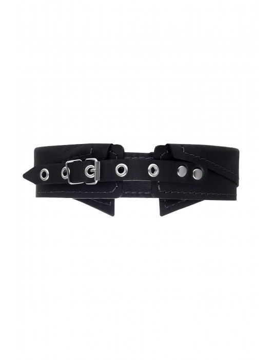Черный кожаный ошейник-воротник с поводком - Pecado - купить с доставкой в Петрозаводске