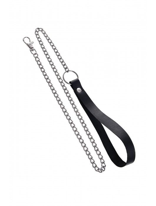 Черный кожаный ошейник-воротник с поводком - Pecado - купить с доставкой в Петрозаводске