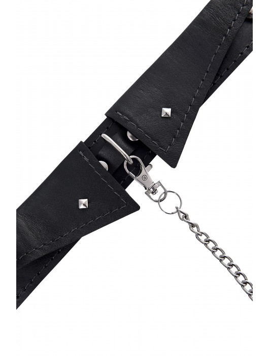 Черный кожаный ошейник-воротник с поводком - Pecado - купить с доставкой в Петрозаводске