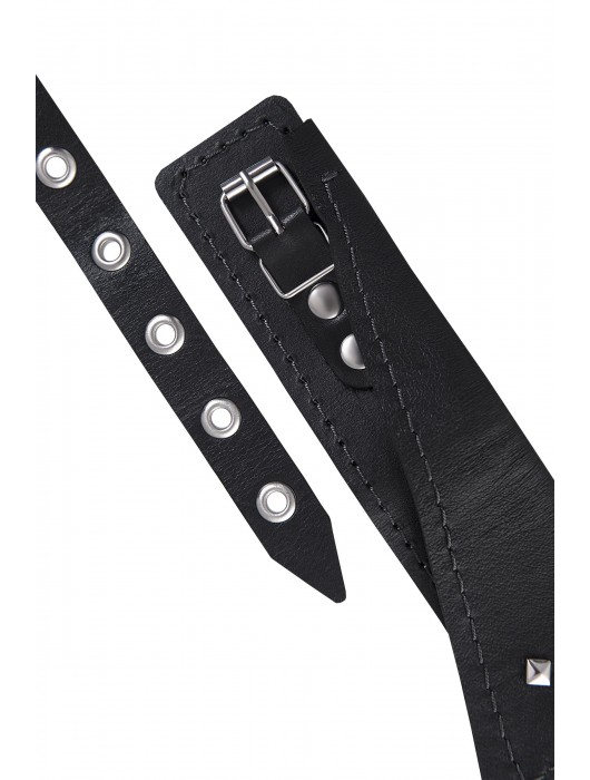 Черный кожаный ошейник-воротник с поводком - Pecado - купить с доставкой в Петрозаводске