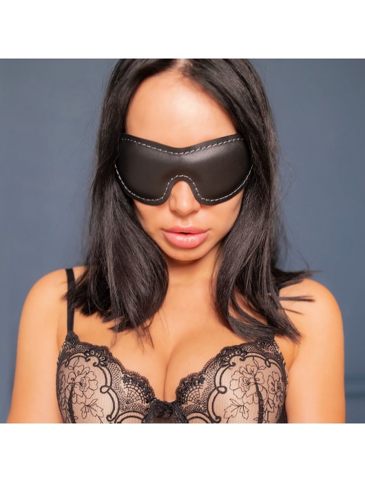 Черная мягкая закрытая маска из натуральной кожи - Crazy Handmade - купить с доставкой в Петрозаводске