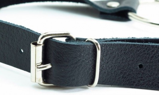 Черный кожаный кляп с кольцом - БДСМ Арсенал - купить с доставкой в Петрозаводске