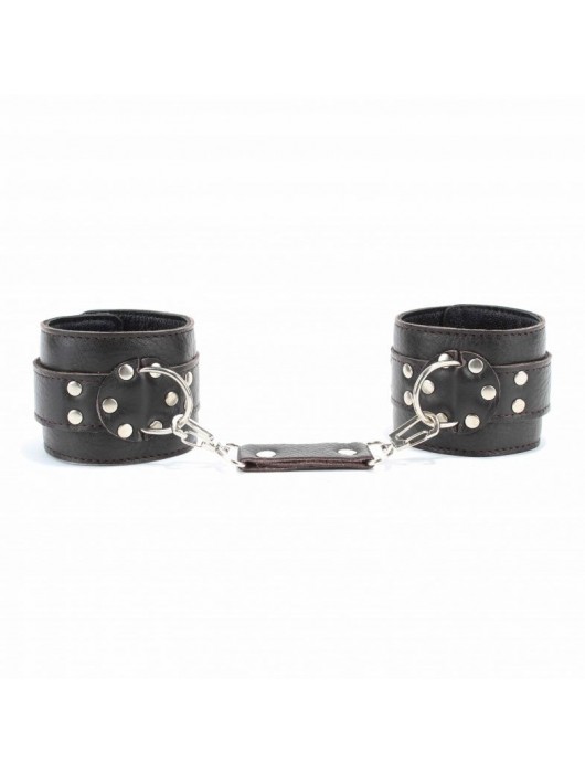 Коричневые оковы из мягкой кожи на металлической цепочке - БДСМ Арсенал - купить с доставкой в Петрозаводске