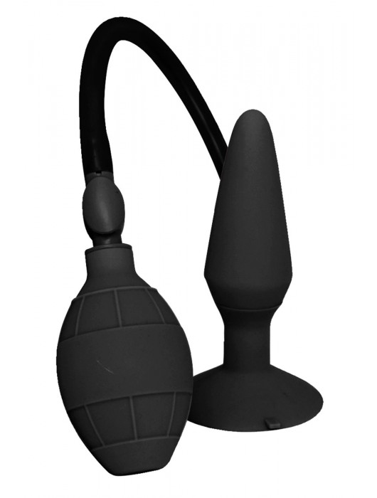 Чёрная анальная втулка с функцией расширения MENZSTUFF LARGE INFLATABLE PLUG - 14,5 см. - Dream Toys